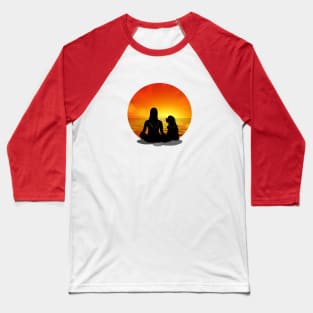 Cavalier King Charles Spaniel Beach Sunset Silhouette Baseball T-Shirt